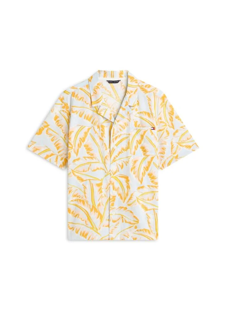 Tommy Hilfiger Vintage Banana Leaf Keepsake Blue Essential Print Bowling Shirt for Men | Best Price UAE